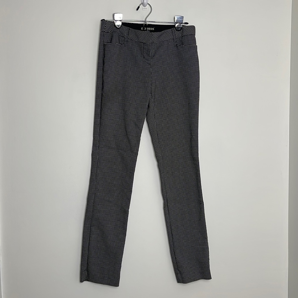 Express black and white checkered columnist 0regular womens work pants